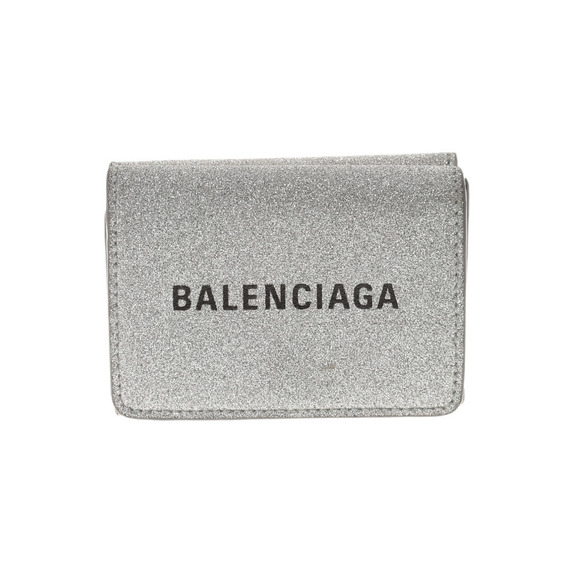 Balenciaga Handbags - BALENCIAGA Wallet Compact Silver Calfskin Leather Tri fold